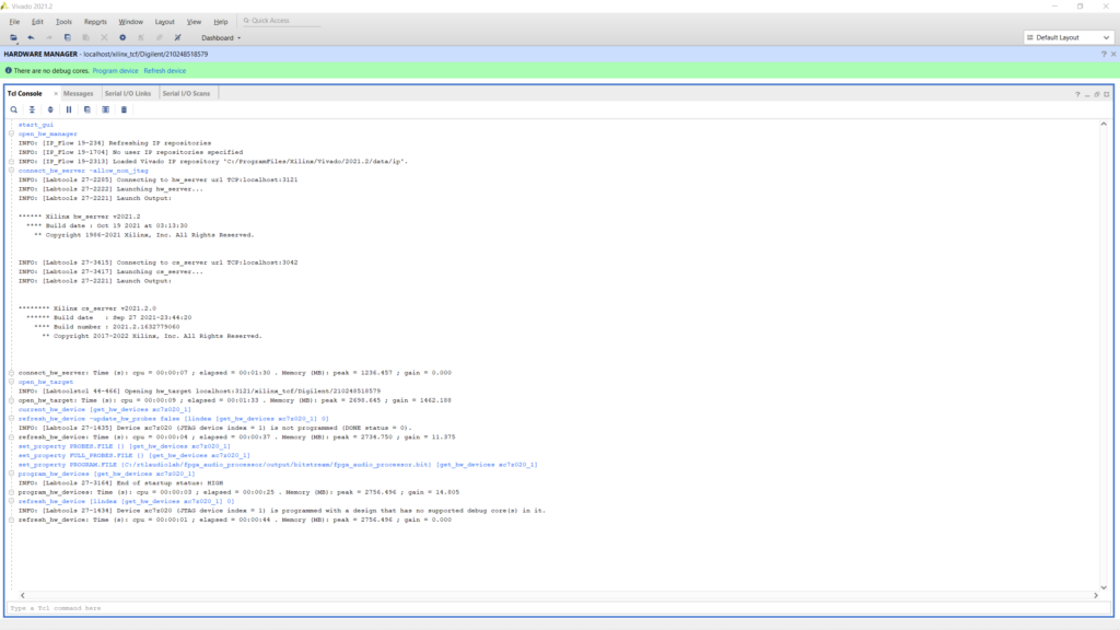 Programming-related Commands in the Vivado GUI Tcl Console