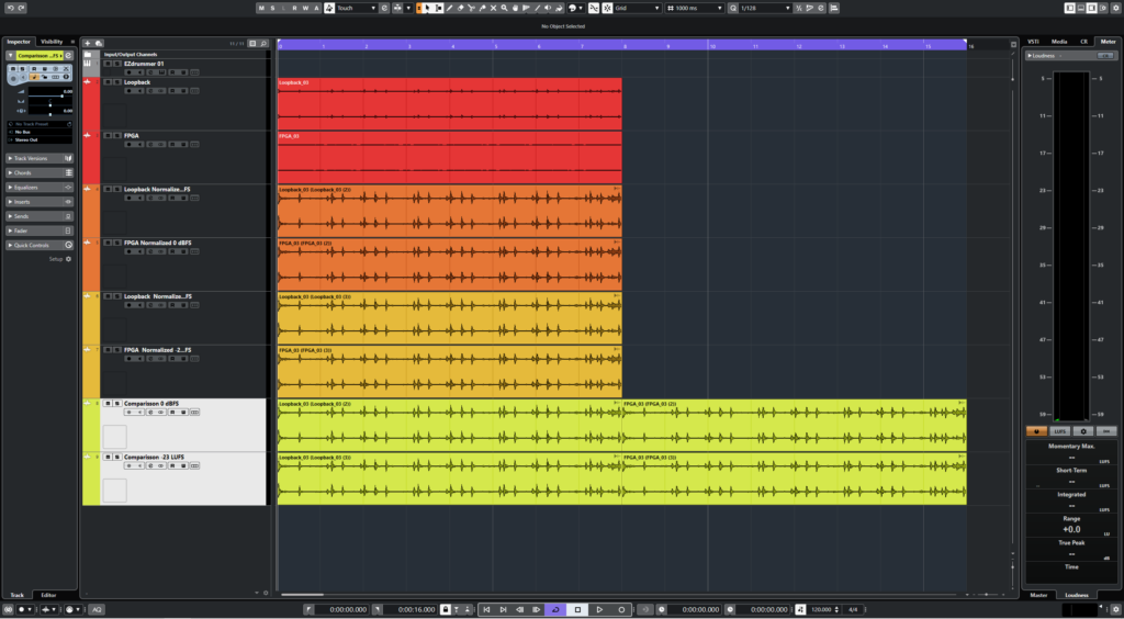 Cubase Setup for Recording and Comparing the Audio Samples